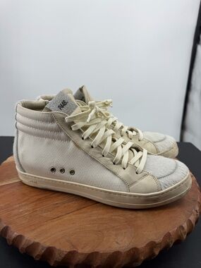 P448 Skate canvas High Top Zip calf hair Texture Sneakers white 39 8.5-9